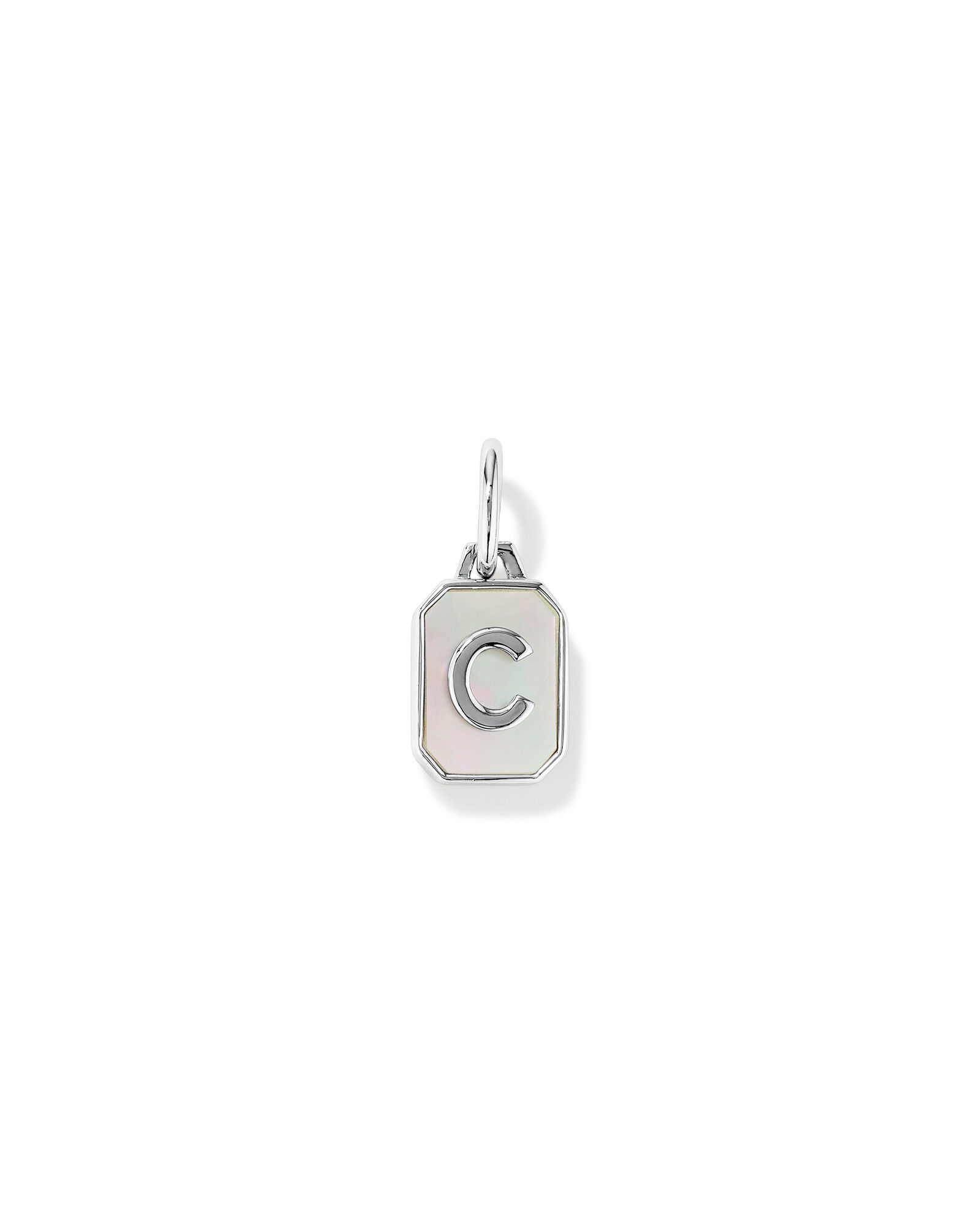 Letter C Mother of Pearl Initial Pendant in Sterling Silver