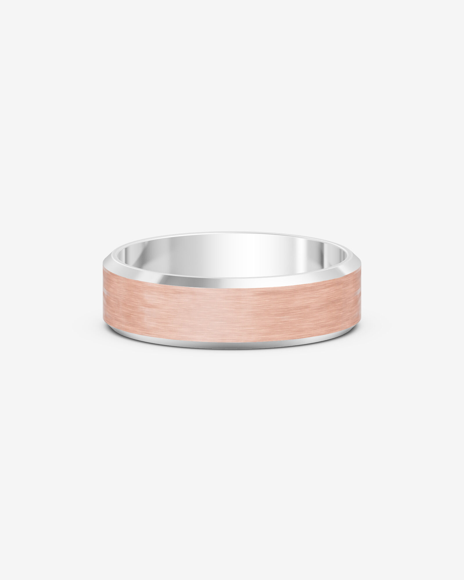 8mm Bevelled Two-Tone Wedding Band in 10kt White & Rose Gold