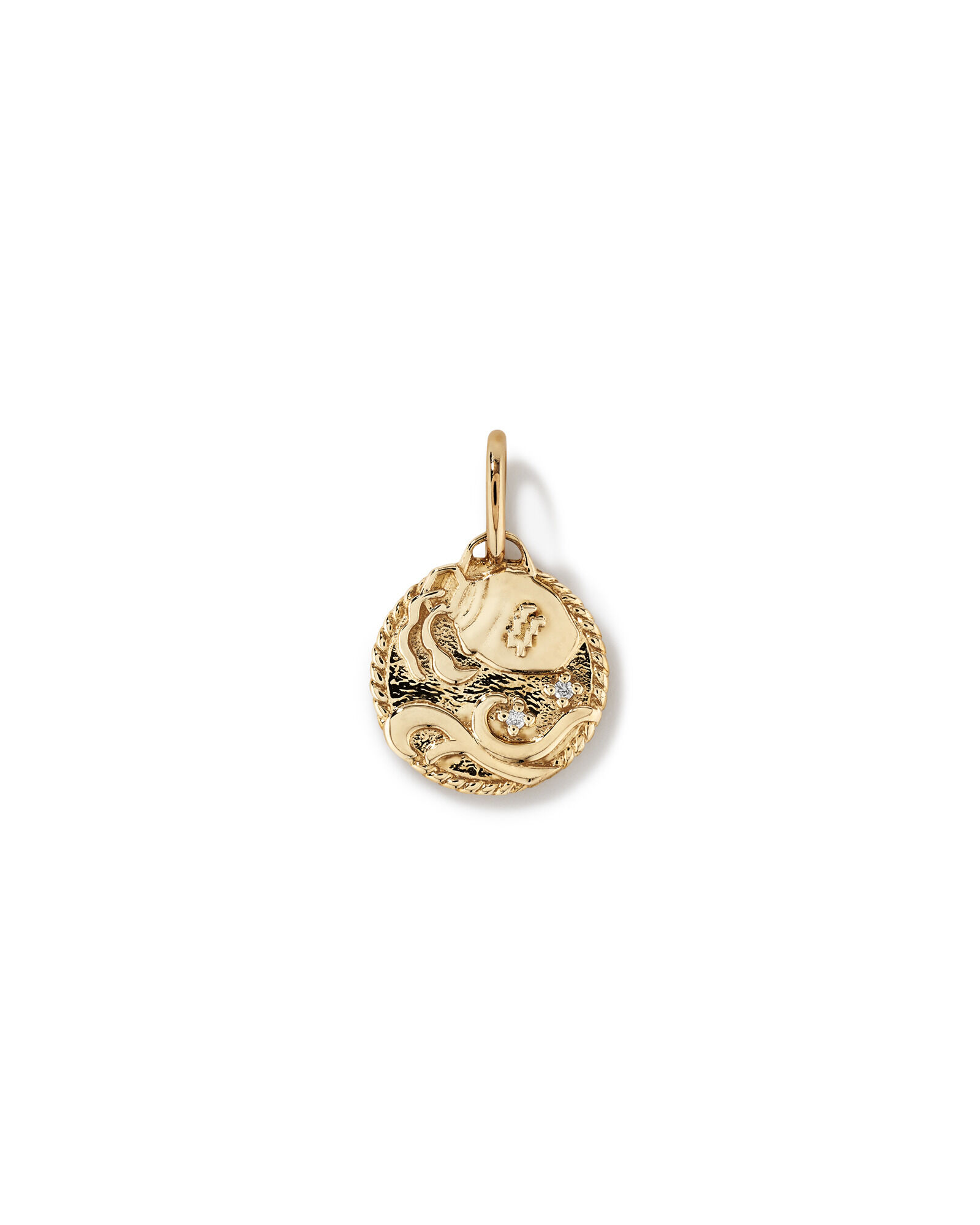 Diamond Accent Aquarius Zodiac Pendant in 10kt Yellow Gold