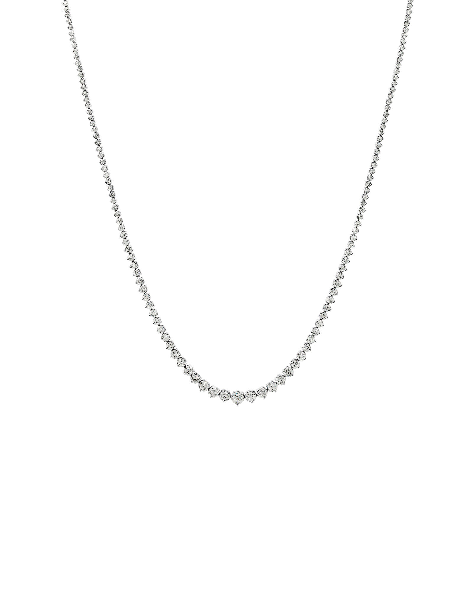 10.00 Carat TW Graduated Diamond Riviera Tennis Necklace in 18kt White Gold