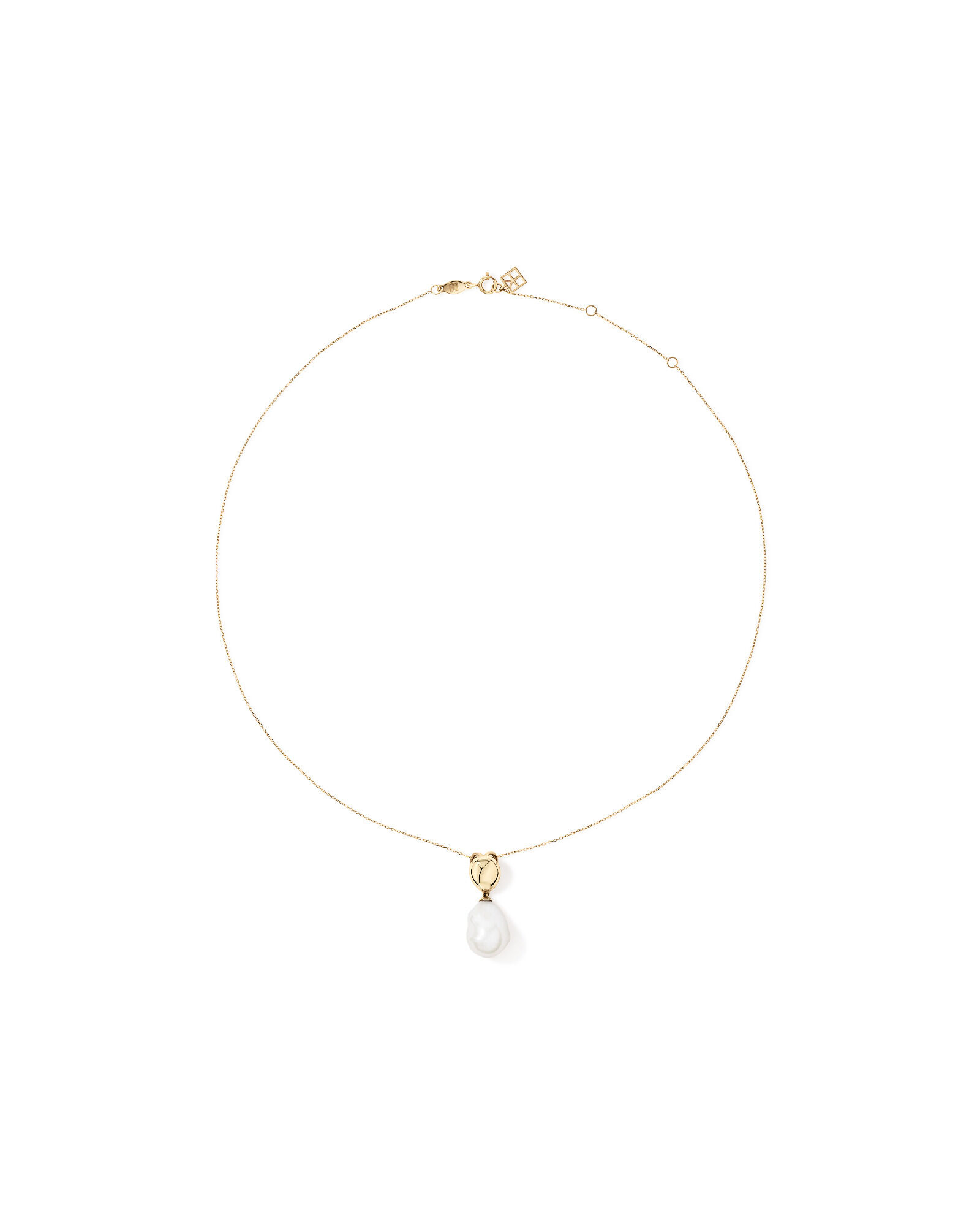 Baroque Cultured Freshwater Pearl Drop Necklace in 10kt Yellow Gold