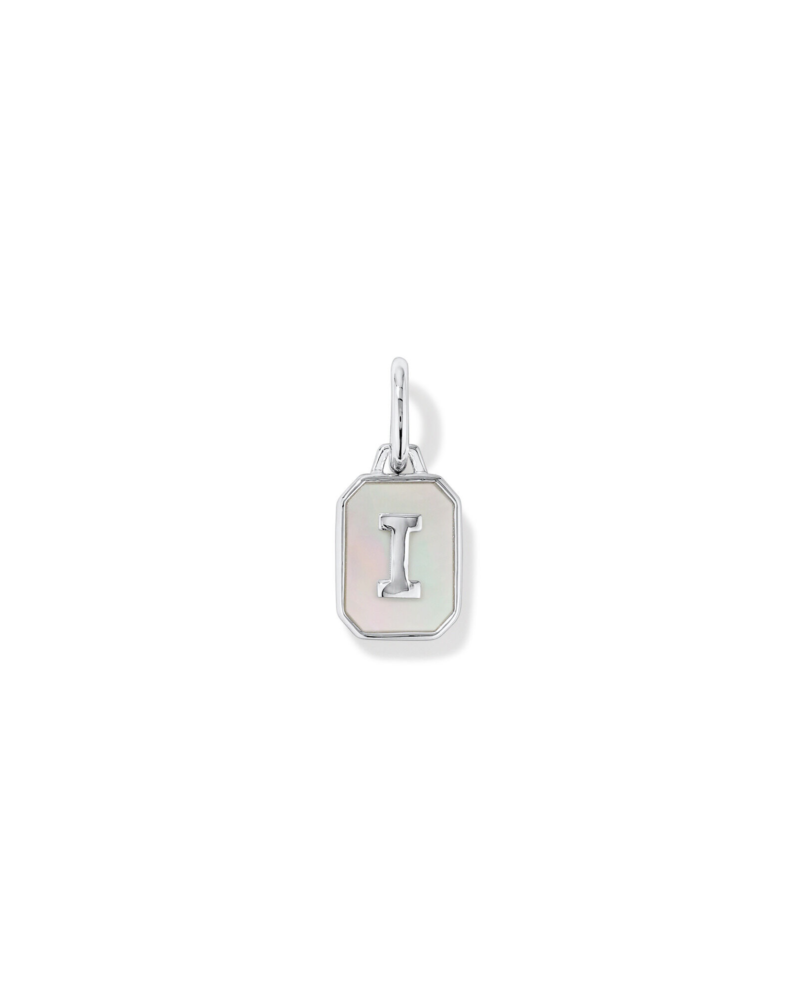 Letter I Mother of Pearl Initial Pendant in Sterling Silver