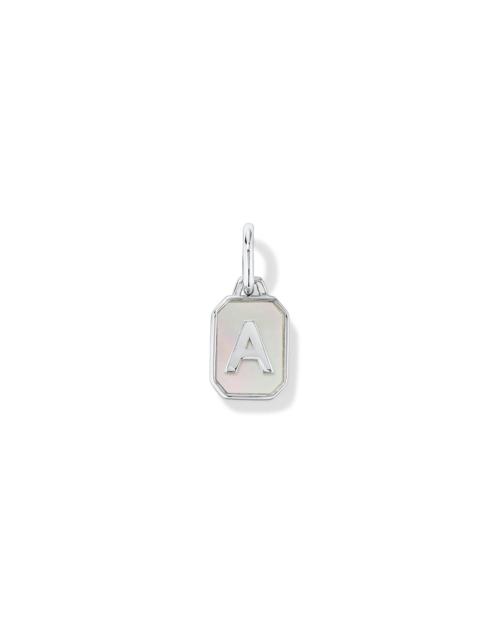 Letter A Mother of Pearl Initial Pendant in Sterling Silver