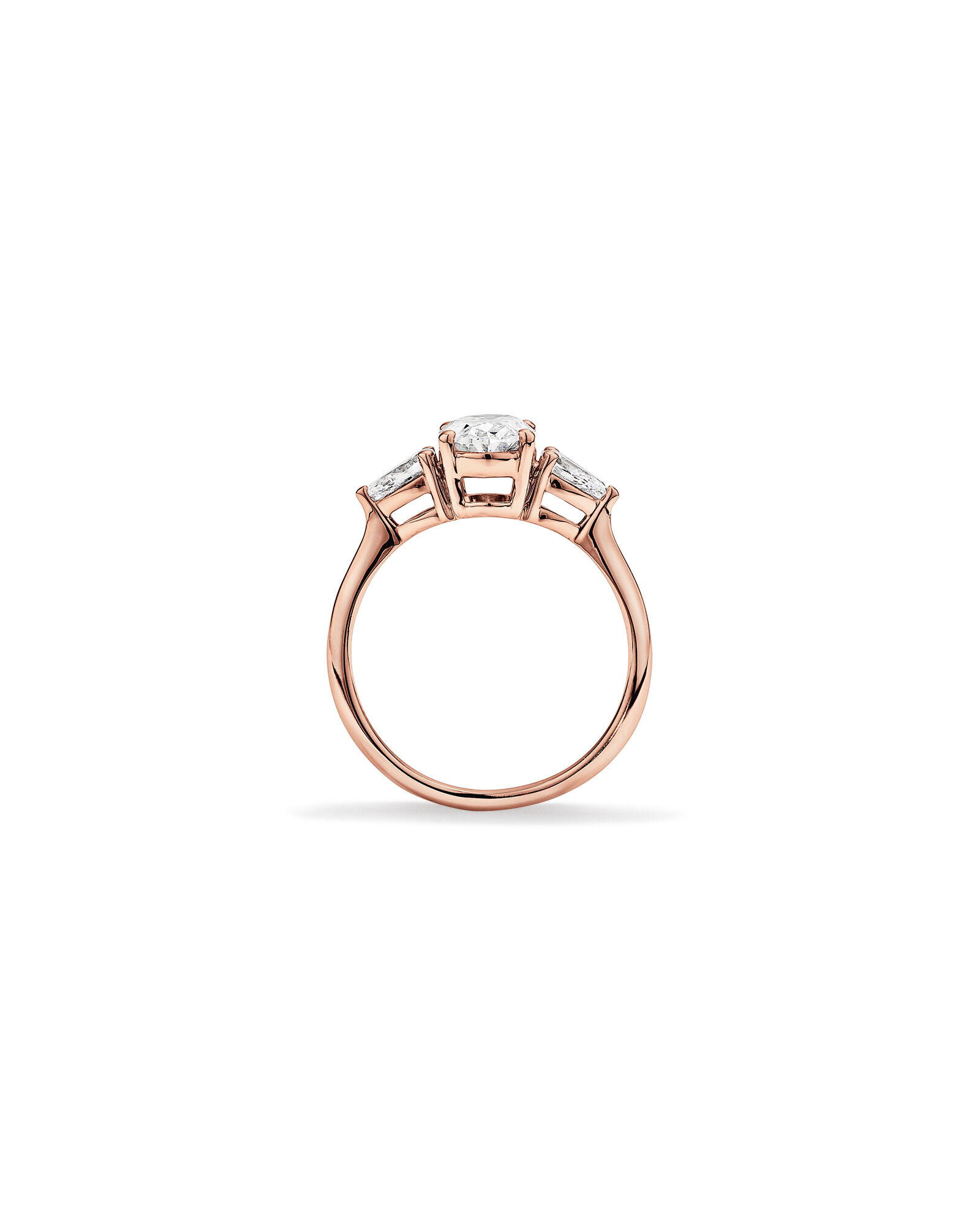 1.65 Carat TW Three Stone Oval and Pear Shaped Laboratory-Grown Diamond Engagement Ring in 14kt Rose Gold