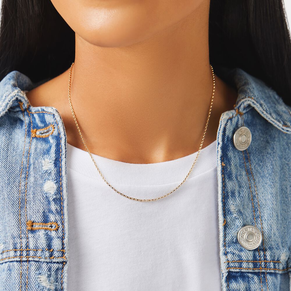 45cm (18") 1mm-1.5mm Width Diamond Cut Belcher Chain in 18kt Yellow Gold
