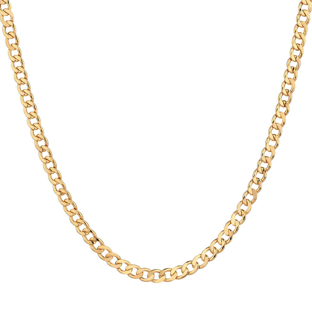 50cm (20") 3mm-3.5mm Semi Solid Curb Chain in 10kt Yellow Gold