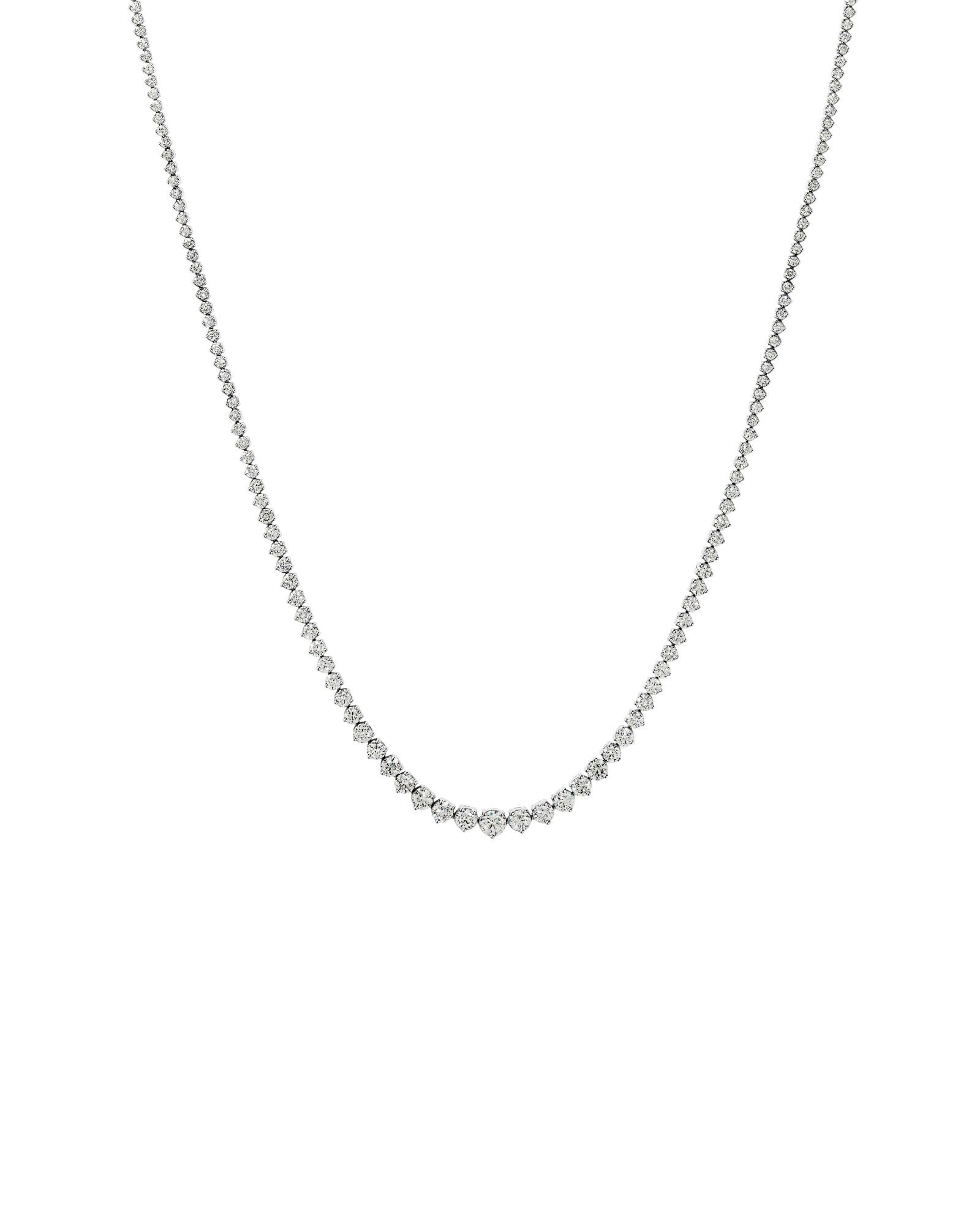 10.00 Carat TW Graduated Diamond Riviera Tennis Necklace in 18kt White Gold