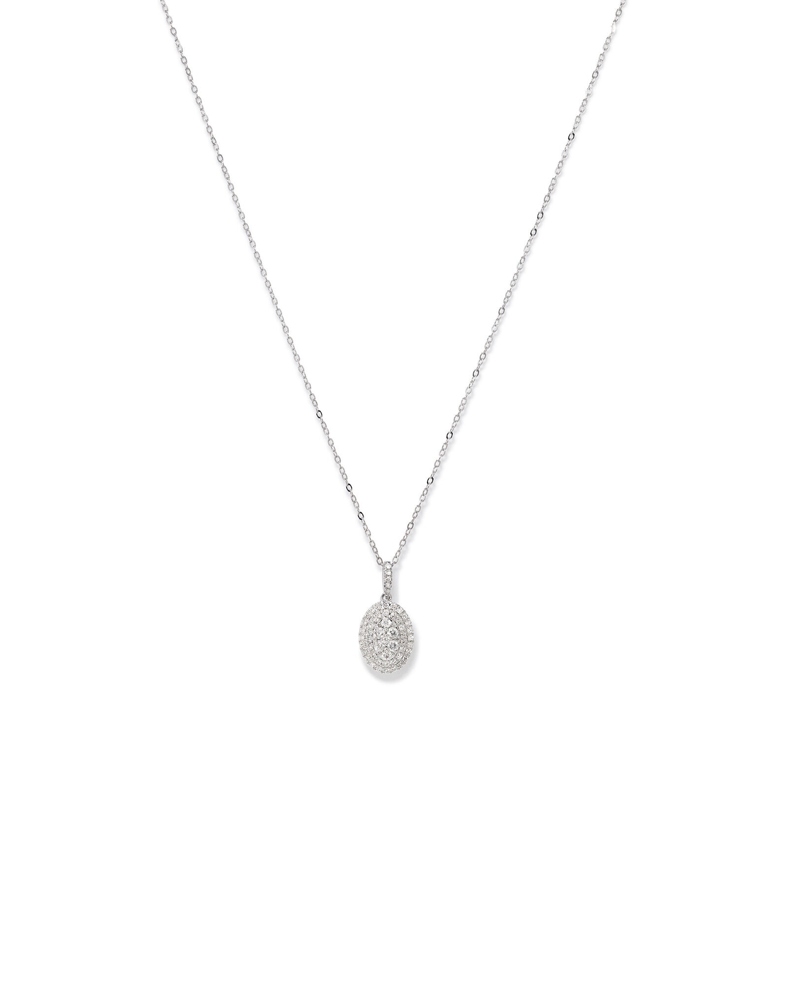 0.30 Carat TW Oval Shaped Diamond Cluster Pendant with Chain in 10kt White Gold