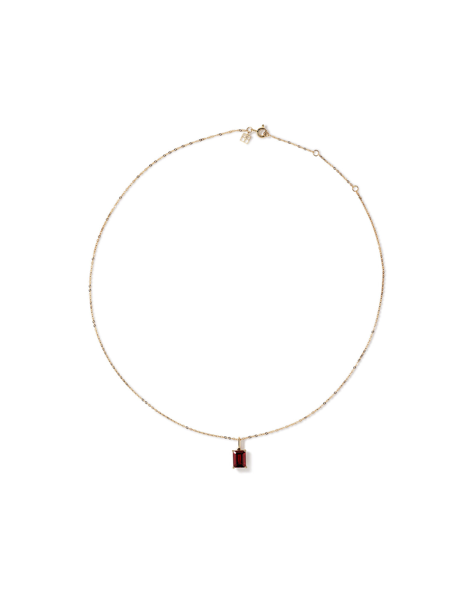 Emerald Cut Red Garnet Gemstone Pendant Necklace in 10kt Yellow Gold