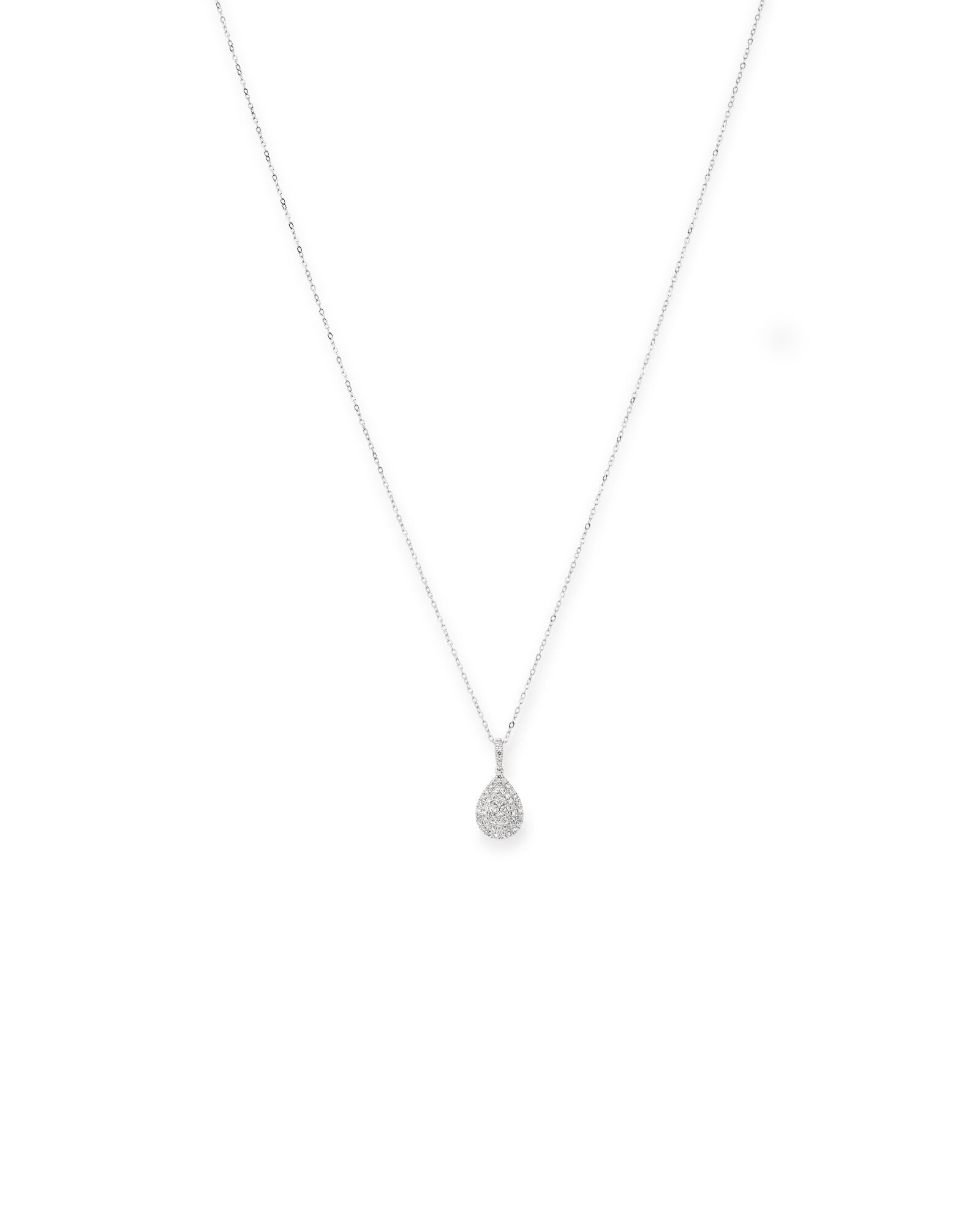 0.30 Carat TW Pear Shaped Diamond Cluster Pendant with Chain in 10kt White Gold