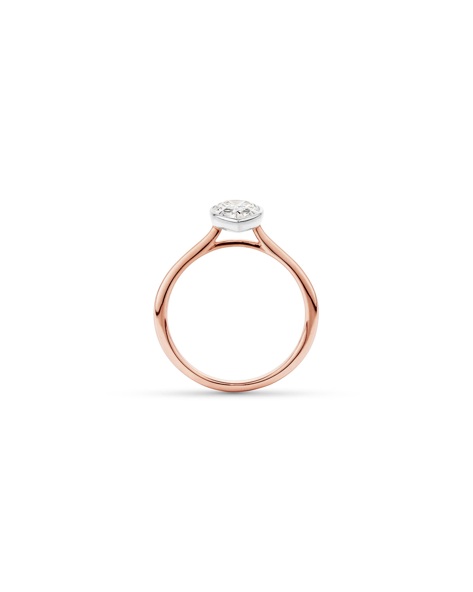 1.25 Carat TW Pear Cut Laboratory-Grown Diamond Solitaire Bezel Set Engagement Ring in 14kt Rose and White Gold