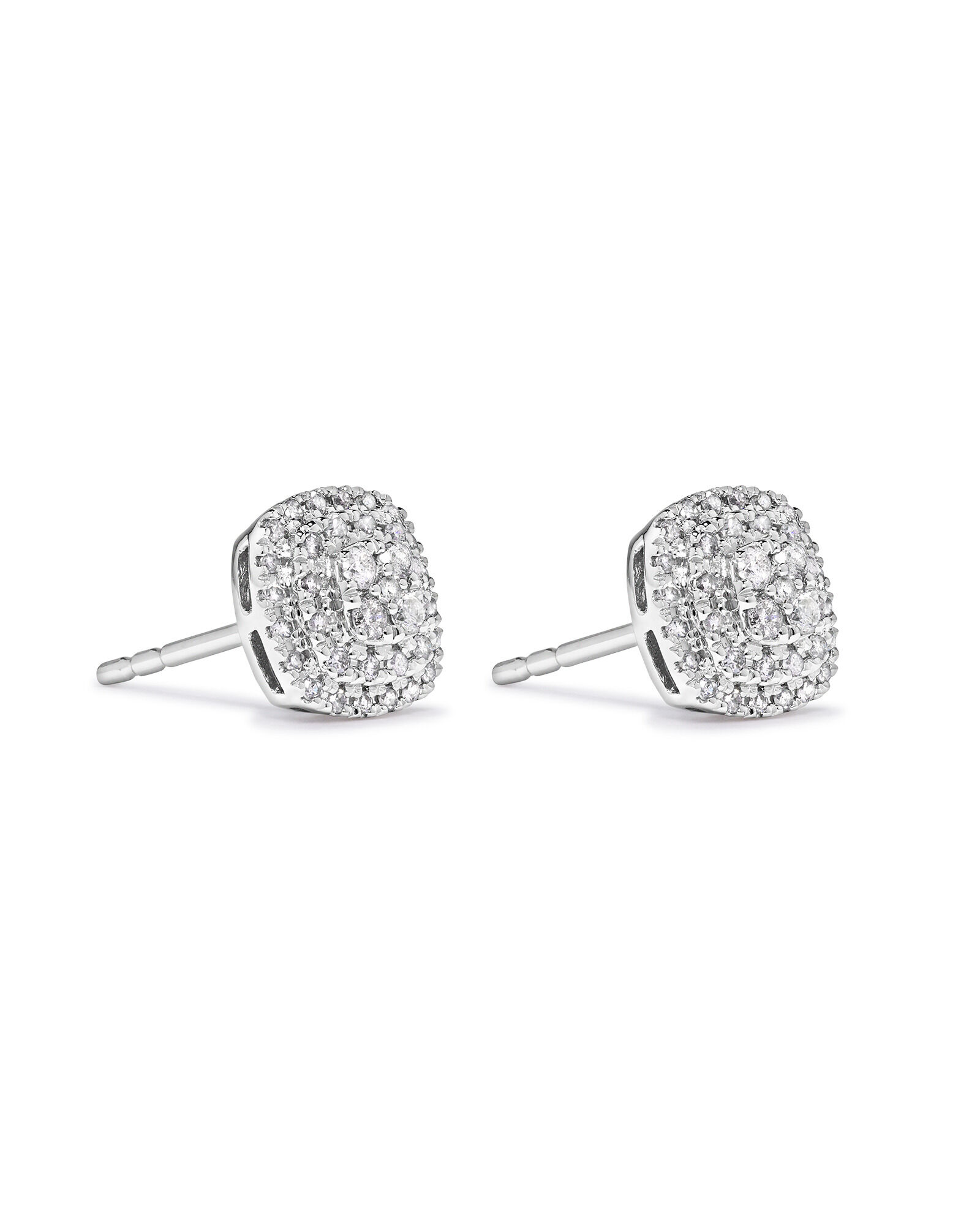 0.30 Carat TW Cushion Shaped Diamond Cluster Stud Earrings in 10kt White Gold