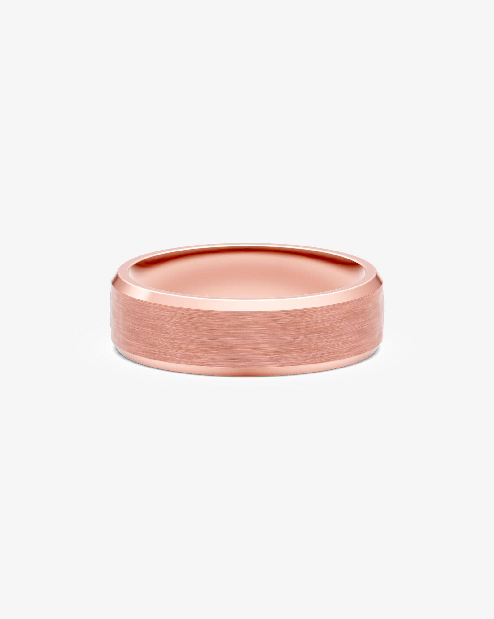 8mm Flat Bevelled Brushed Wedding Band in 10kt Rose Gold