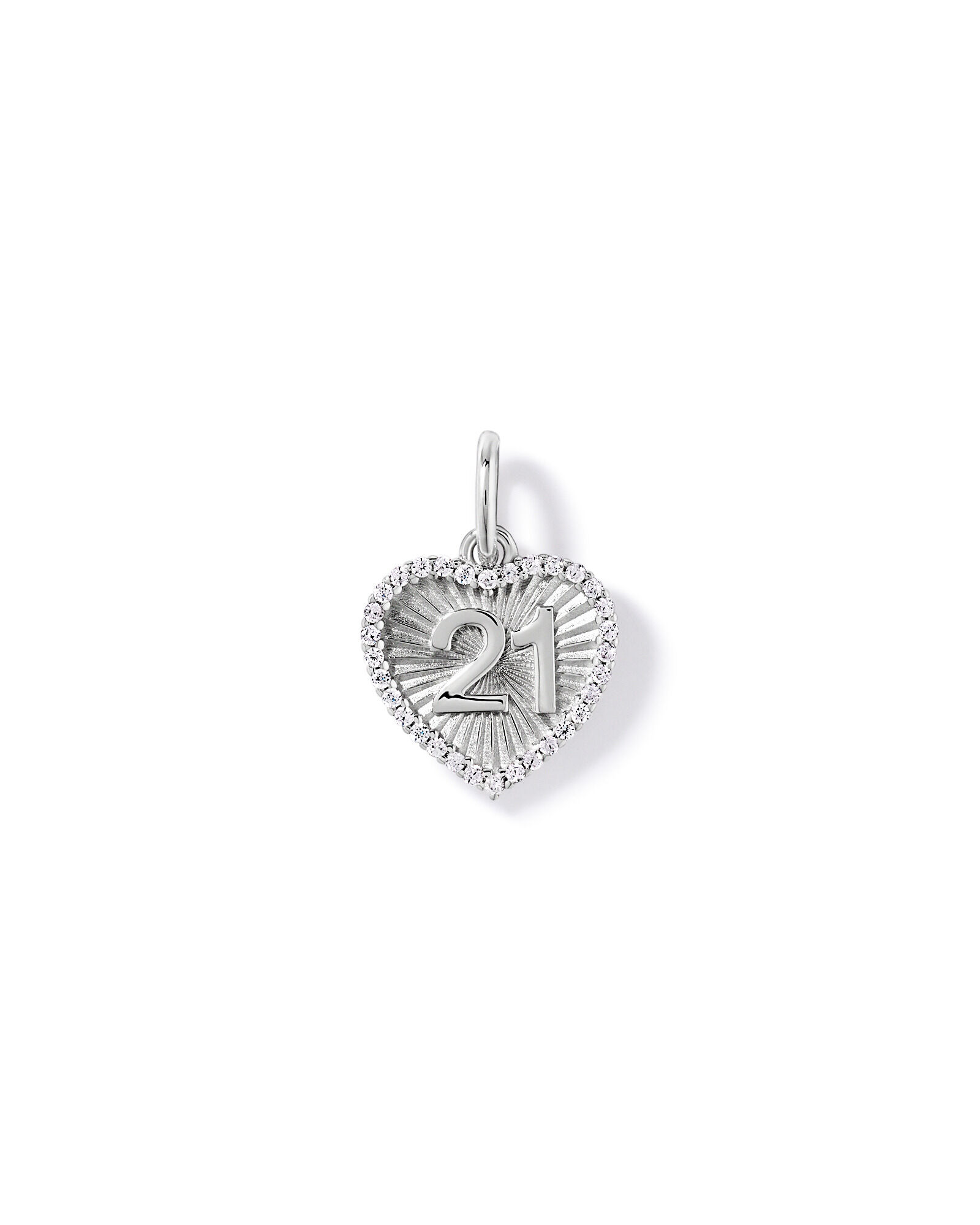 21 Sunray Heart Pendant with Cubic Zirconia in Sterling Silver