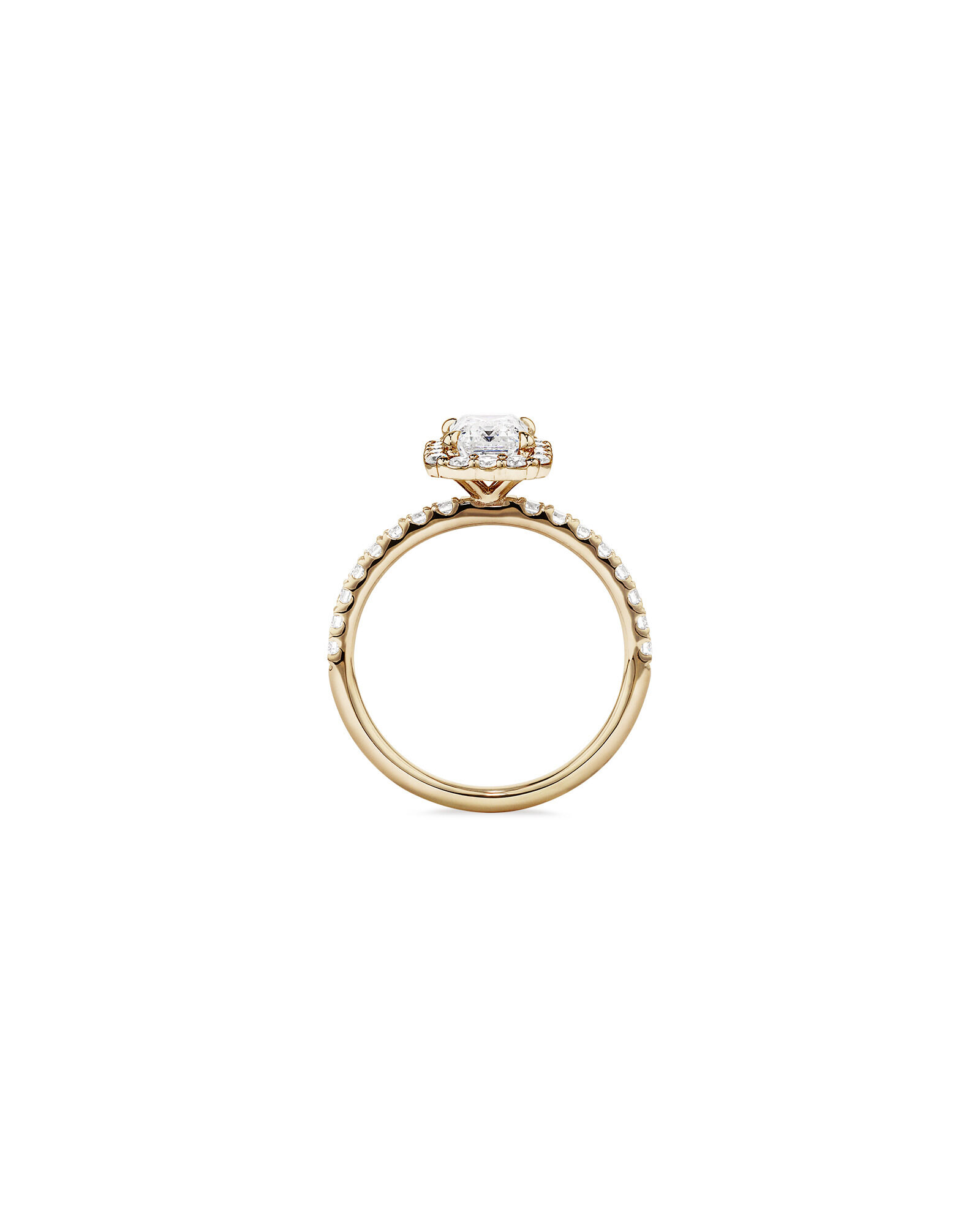 1.78 Carat TW Emerald Cut Laboratory-Grown Diamond Halo Engagement Ring in 14kt Yellow Gold