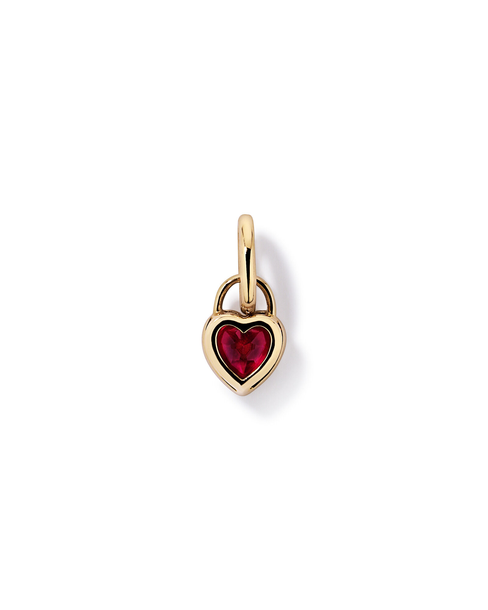 Heart Created Ruby Bezel Pendant in 10kt Yellow Gold