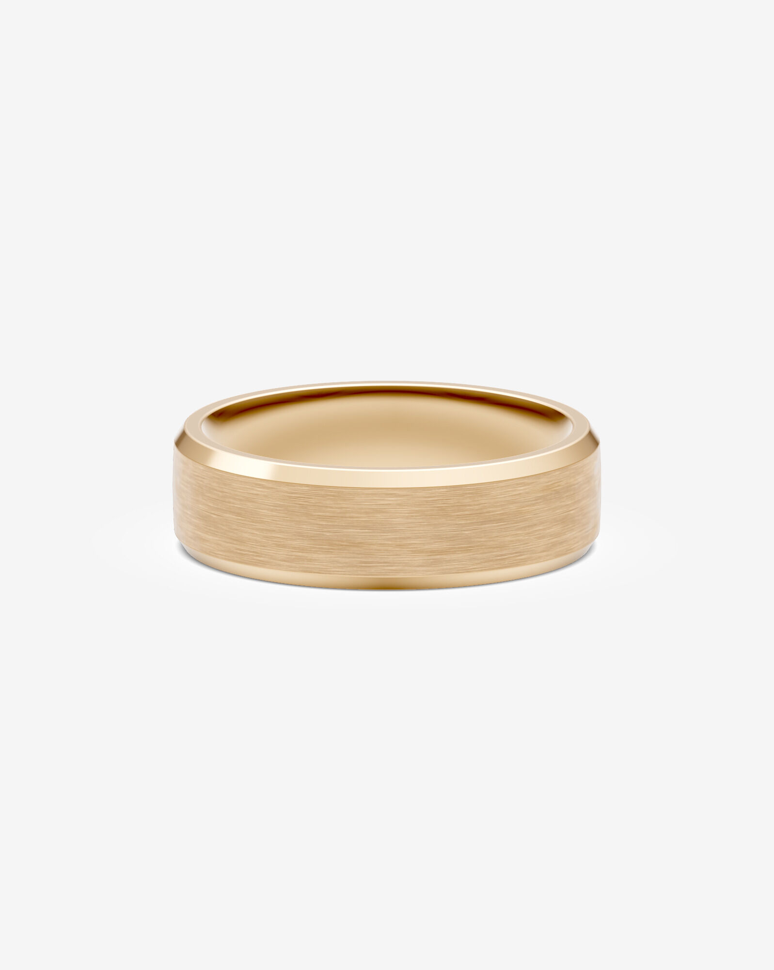 8mm Flat Bevelled Brushed Wedding Band in 10kt Yellow Gold