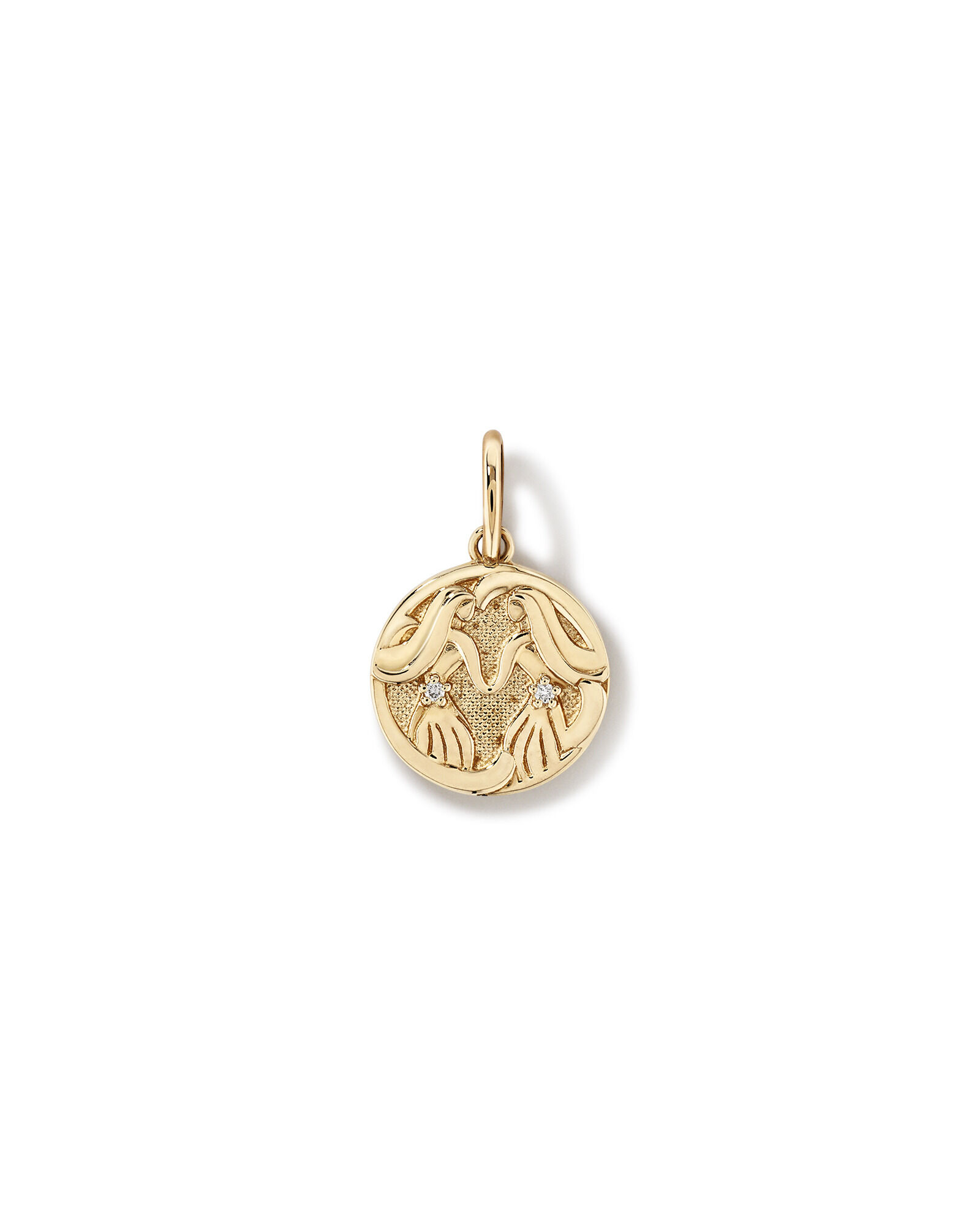Diamond Accent Gemini Zodiac Pendant in 10kt Yellow Gold