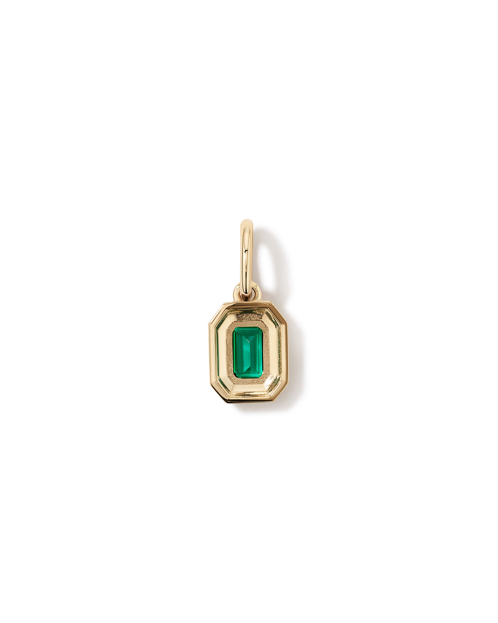 Bold Emerald Cut Created Emerald Pendant in 10kt Yellow Gold