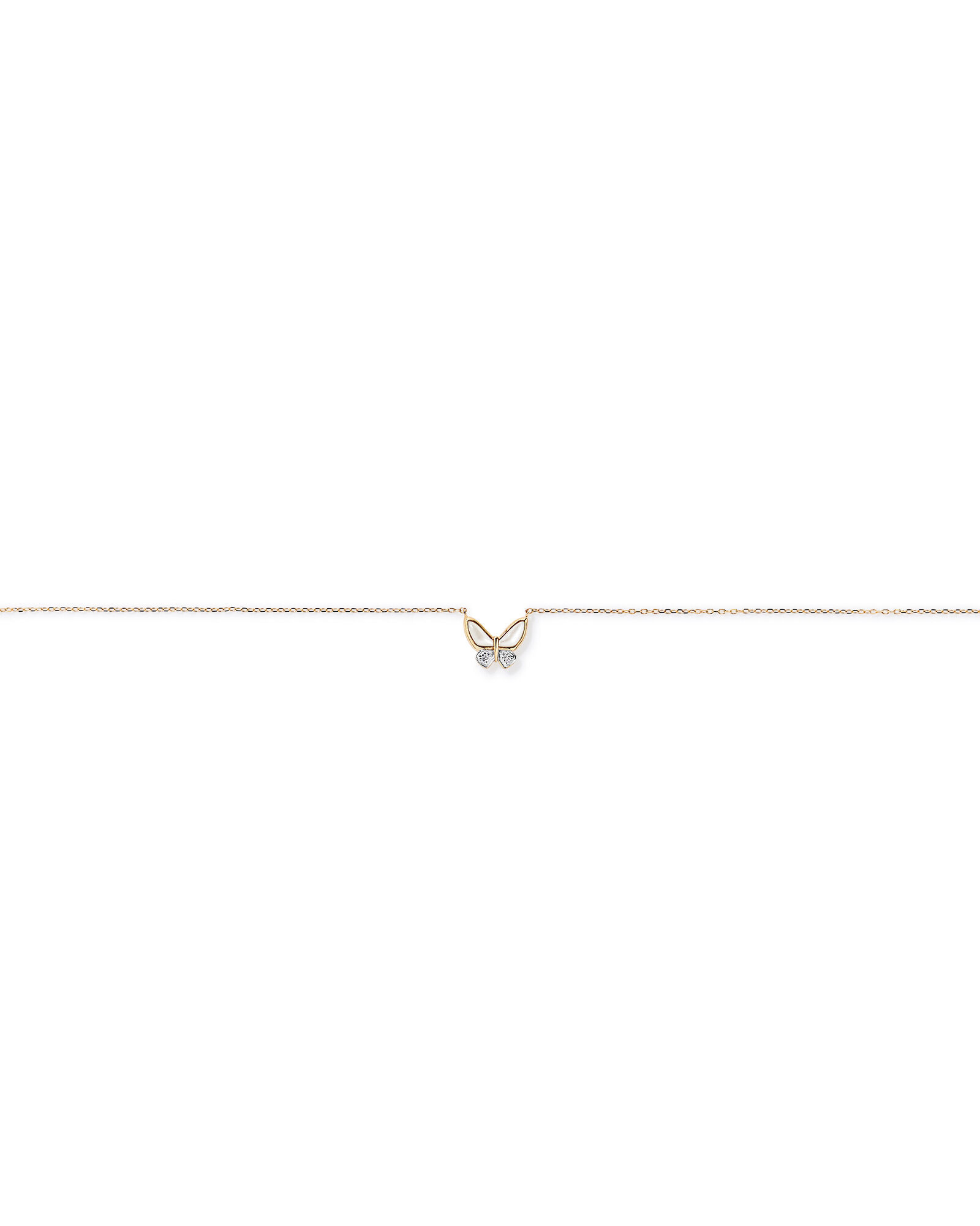 Children's Mother of Pearl Butterfly Pendant with Chain in 10kt Yellow Gold