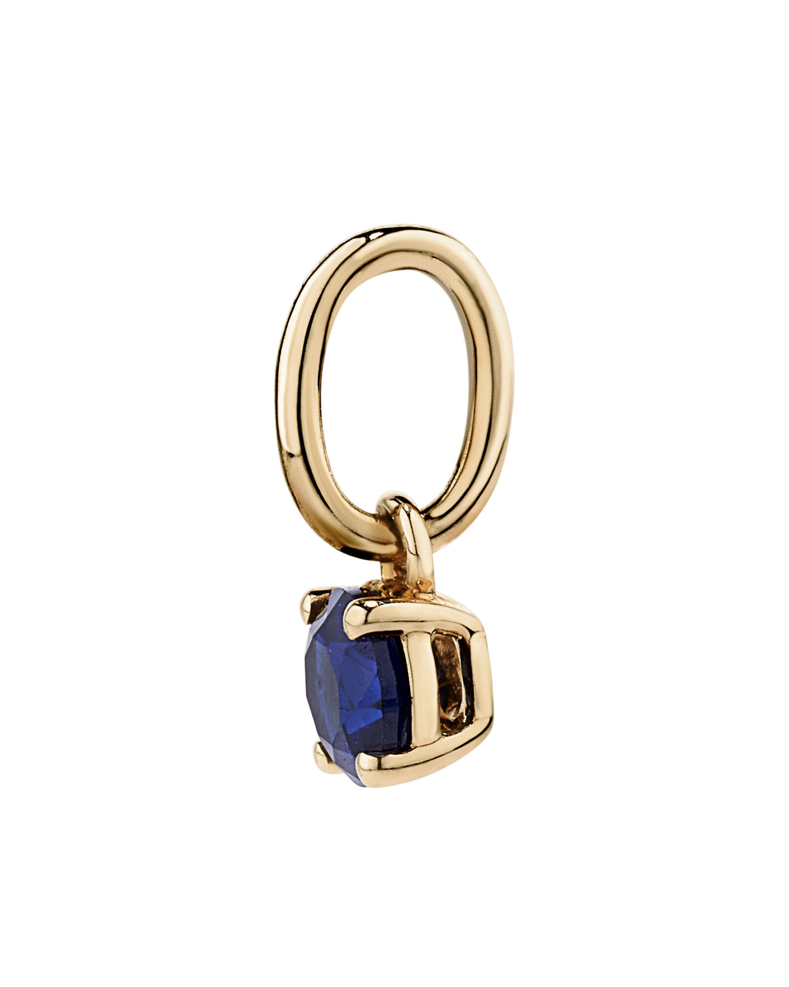 Round Created Blue Sapphire Birthstone Pendant in 10kt Yellow Gold