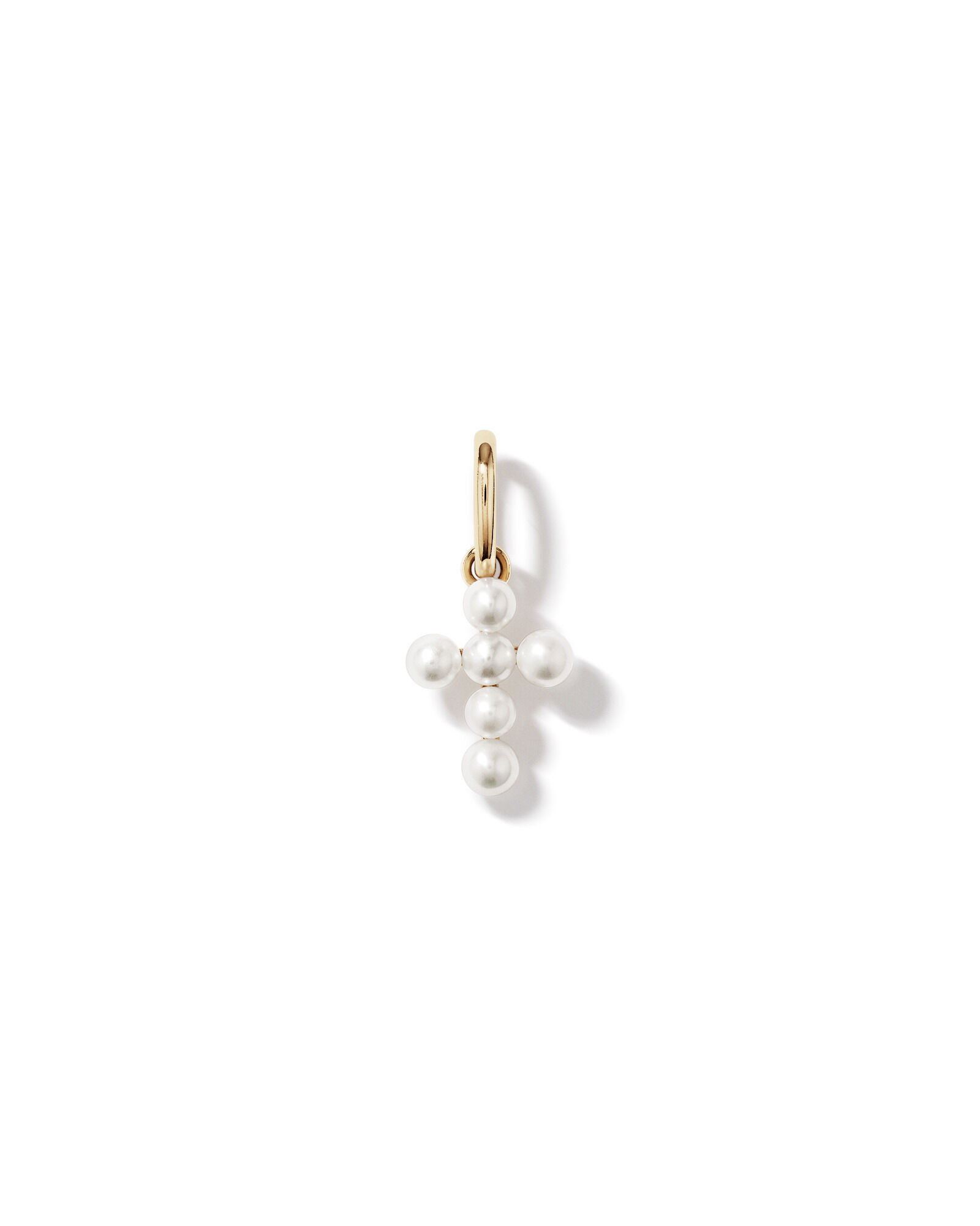 Cultured Freshwater Pearl Cross Pendant in 10kt Yellow Gold