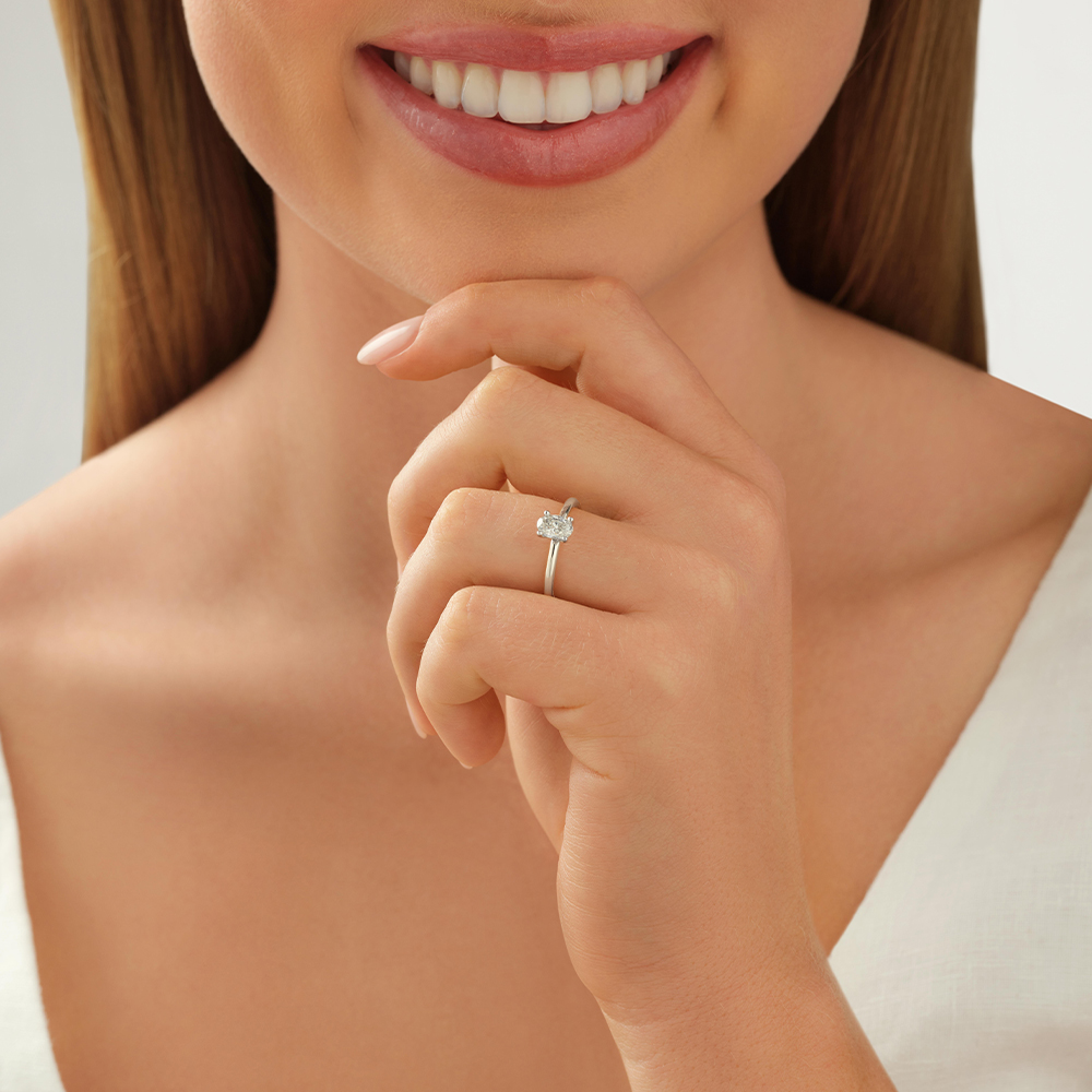 0.50 Carat TW Certified Oval Solitaire Engagement Ring in 18kt White Gold