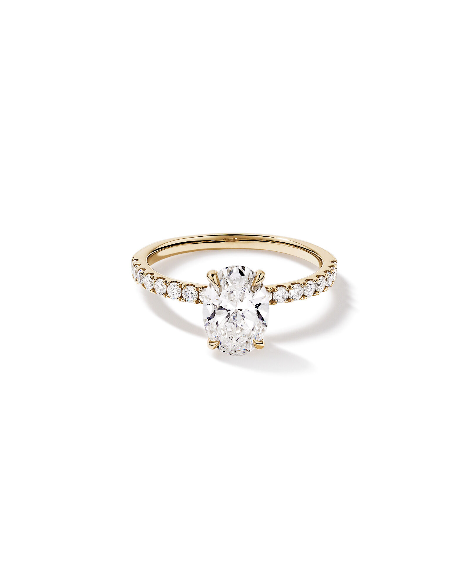 1.81 Carat TW Oval Lab-Grown Diamond Side Accent Engagement Ring in 14kt Yellow Gold