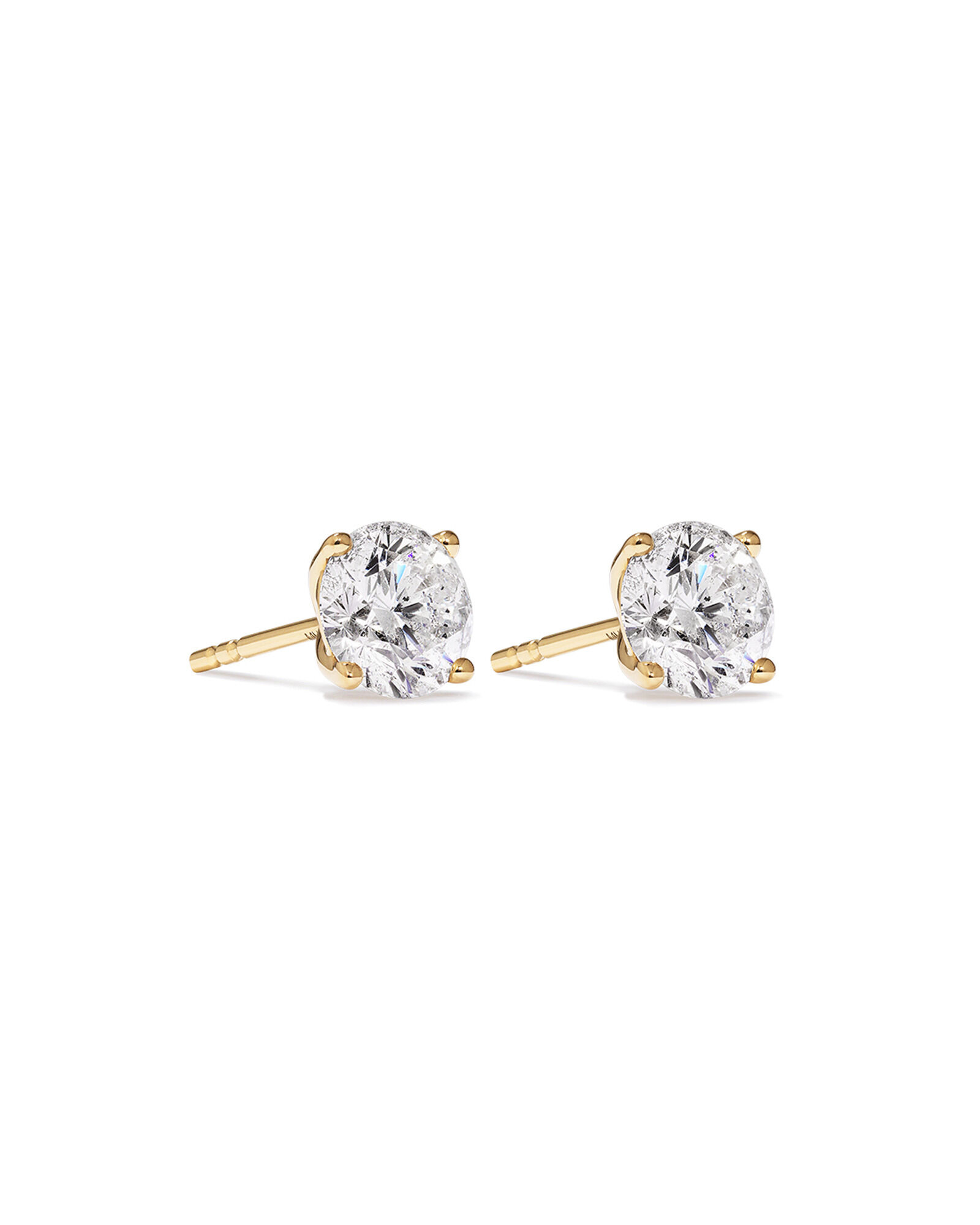 2.00 Carat TW Diamond Solitaire Stud Earrings in 18kt Yellow Gold