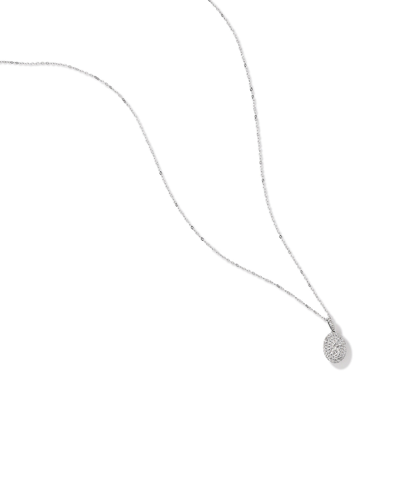 0.30 Carat TW Oval Shaped Diamond Cluster Pendant with Chain in 10kt White Gold